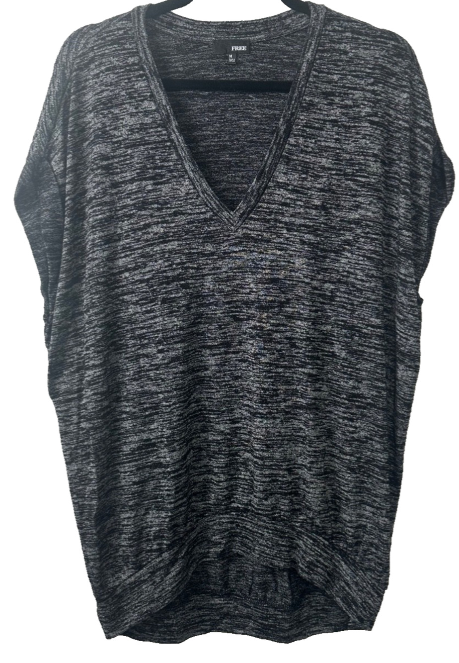 Aritzia Wilfred Free M Devinette Womens Top Slouchy Oversized V Neck Gray D29